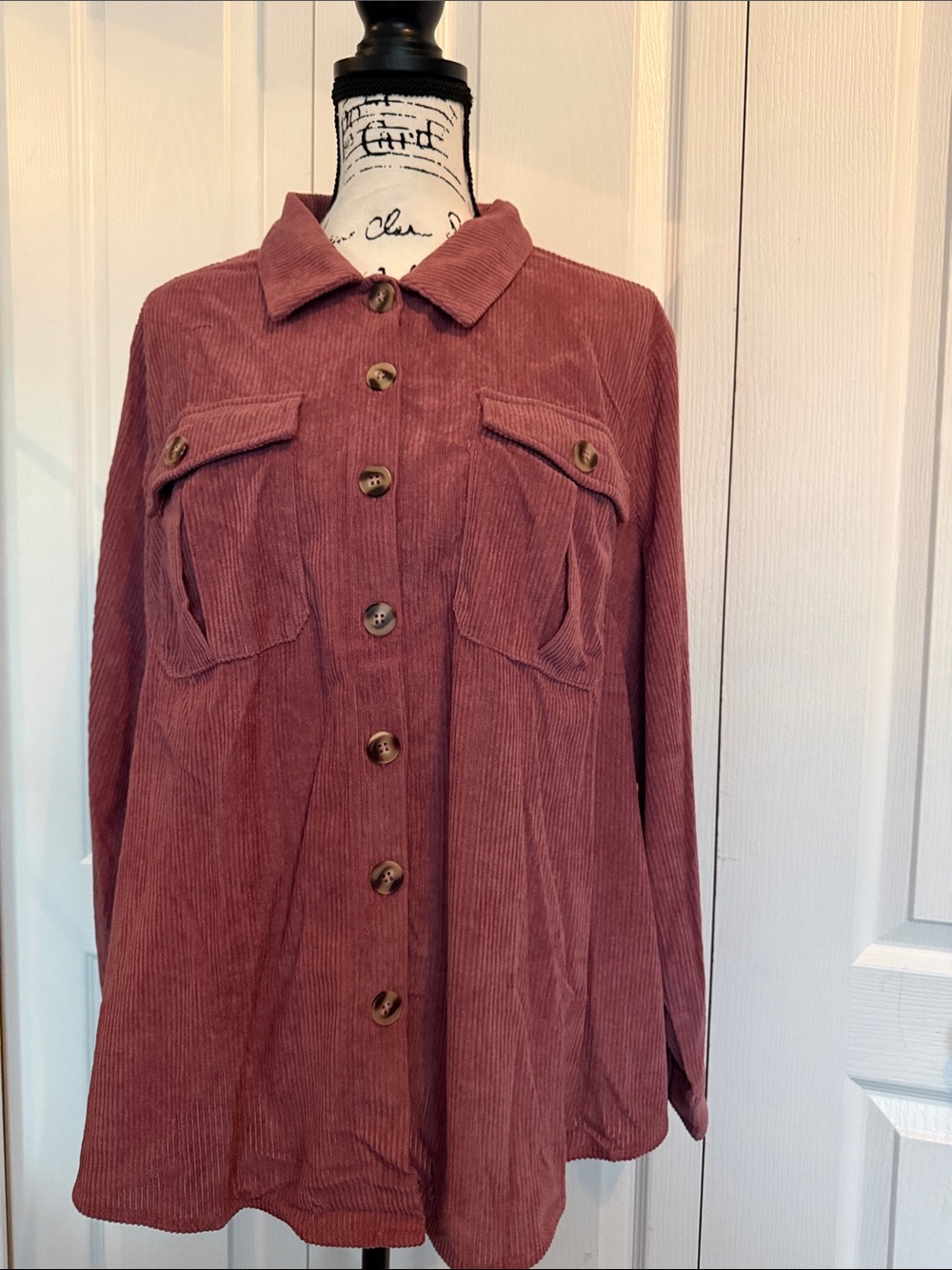 BloomChic Corduroy Button-Front Jacket in Dusty Rose